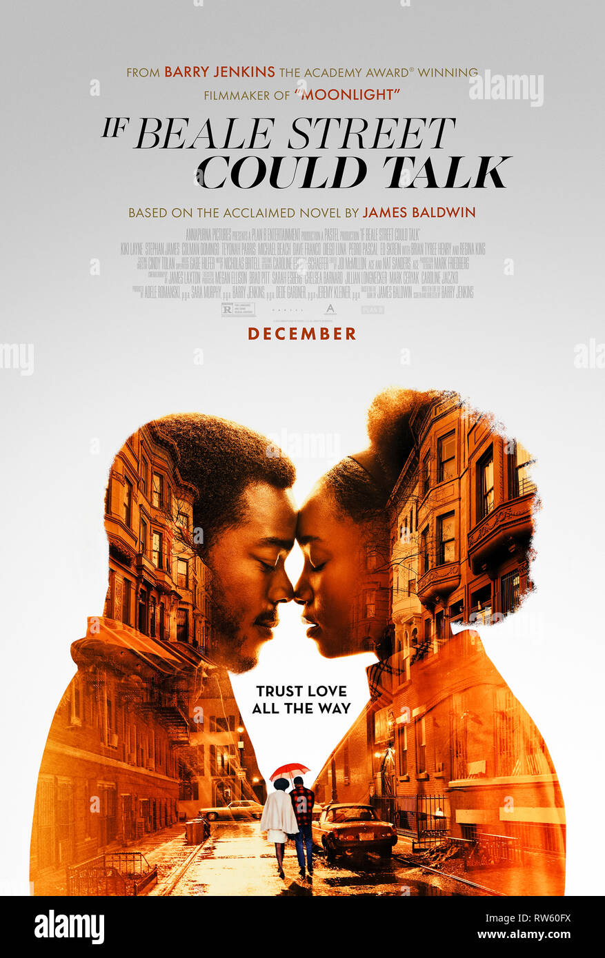 Wenn Beale Street Sprechen Konnten (2018) von Barry Jenkins Regie und Hauptdarsteller KiKi Layne, Stephan James und Regina König. Stockfoto