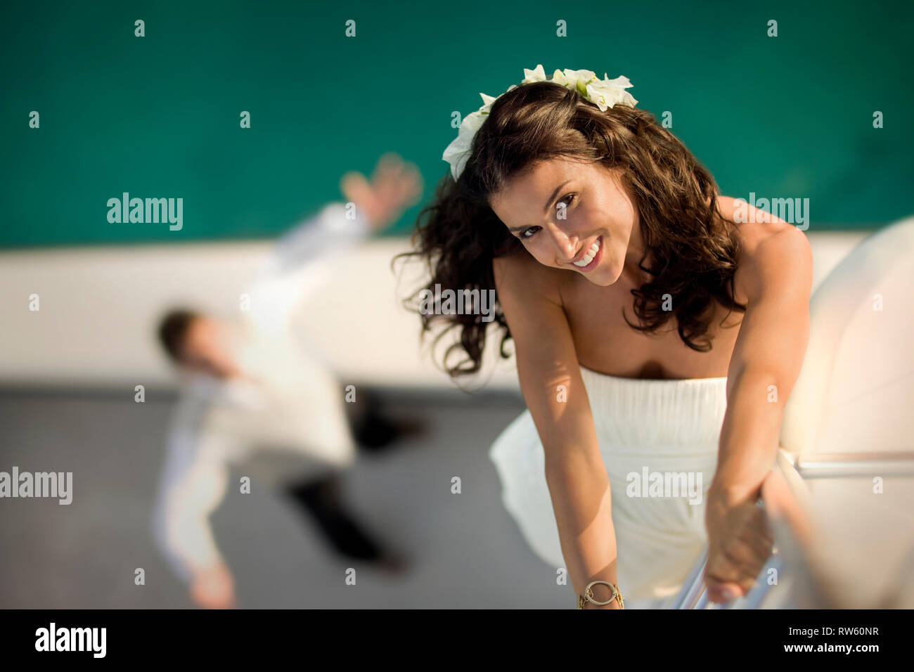 Portrait eines glücklichen frisch vermählte Paar. Stockfoto