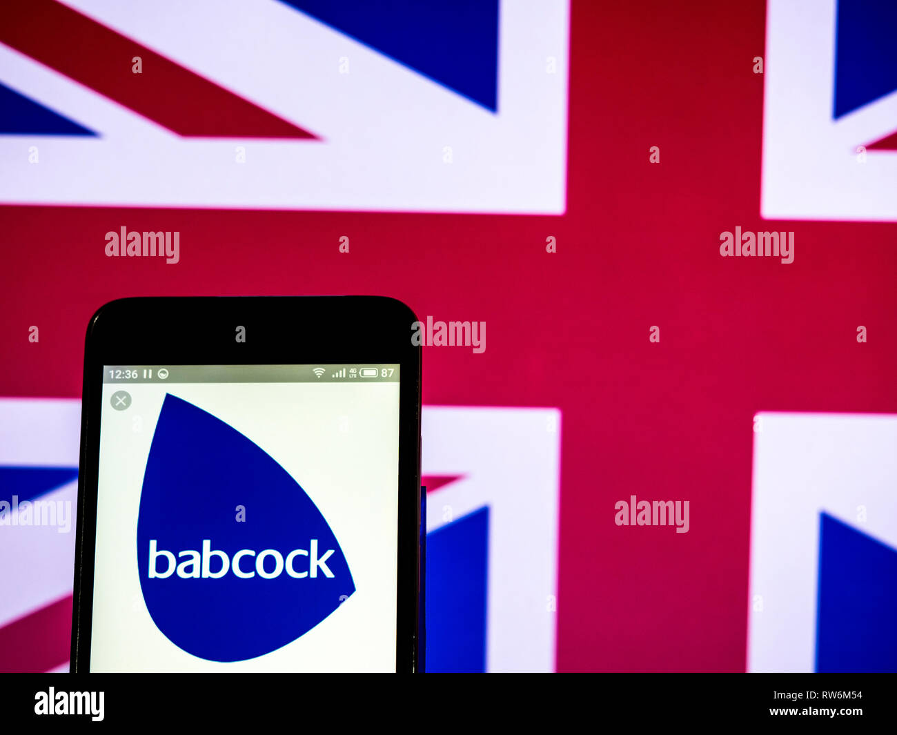 Babcock International Corporation Logo auf dem Smartphone angezeigt Stockfoto