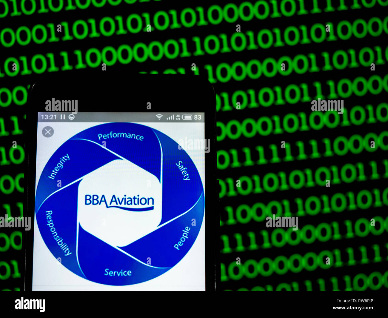 BBA Aviation plc Firmenlogo auf dem Smartphone angezeigt Stockfoto