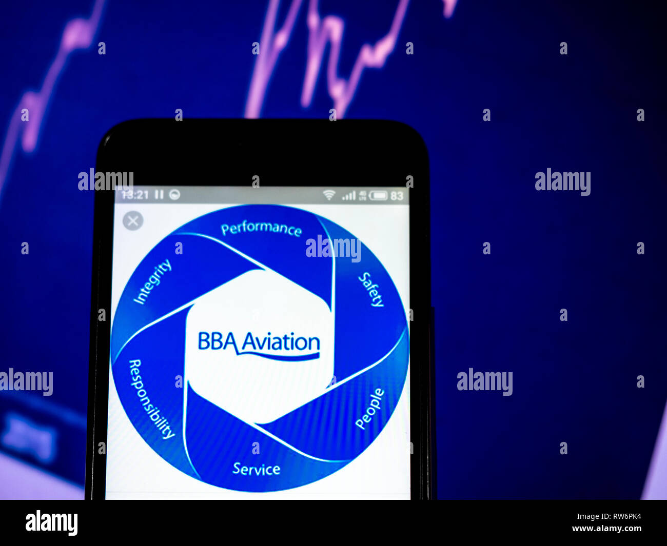 BBA Aviation plc Firmenlogo auf dem Smartphone angezeigt Stockfoto