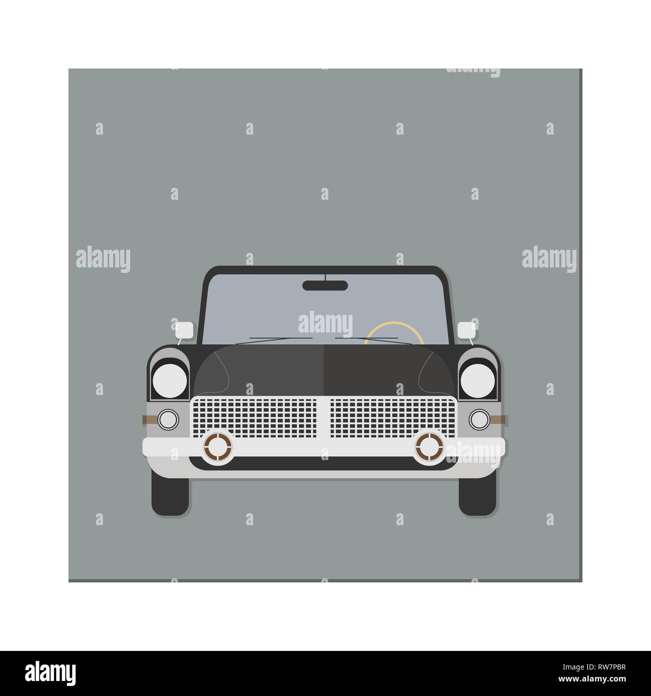 Retro Auto. Vorderansicht. Limousine. Vector Illustration. Flache Bauform Stock Vektor