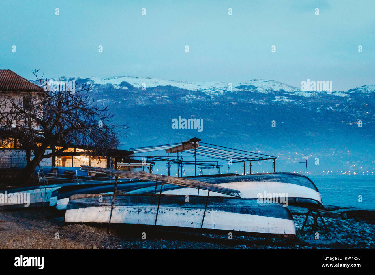 Außerhalb der Saison in Ohrid, Mazedonien Stockfoto