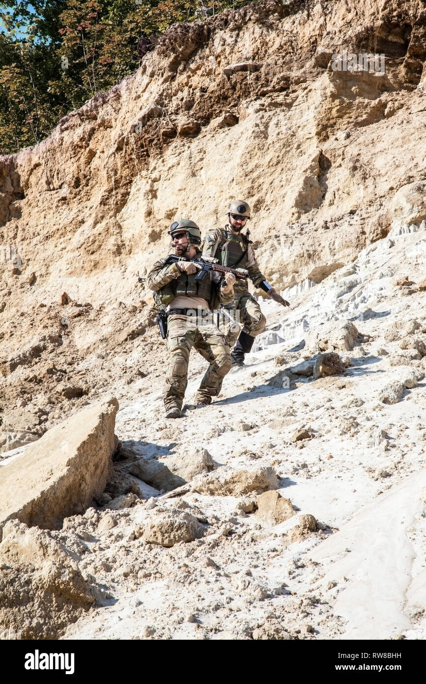 United States Army Rangers in den Bergen. Stockfoto