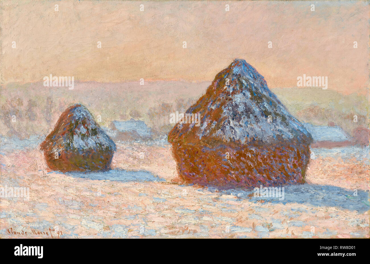 Wheatstacks, Schnee, Morgen; Claude Monet (Französisch, 1840 - 1926); Frankreich; 1891; Öl auf Leinwand, 64,8 x 100,3 cm (25 1/2 x 39 1/2 in.); 95. PA.63 Dig Stockfoto