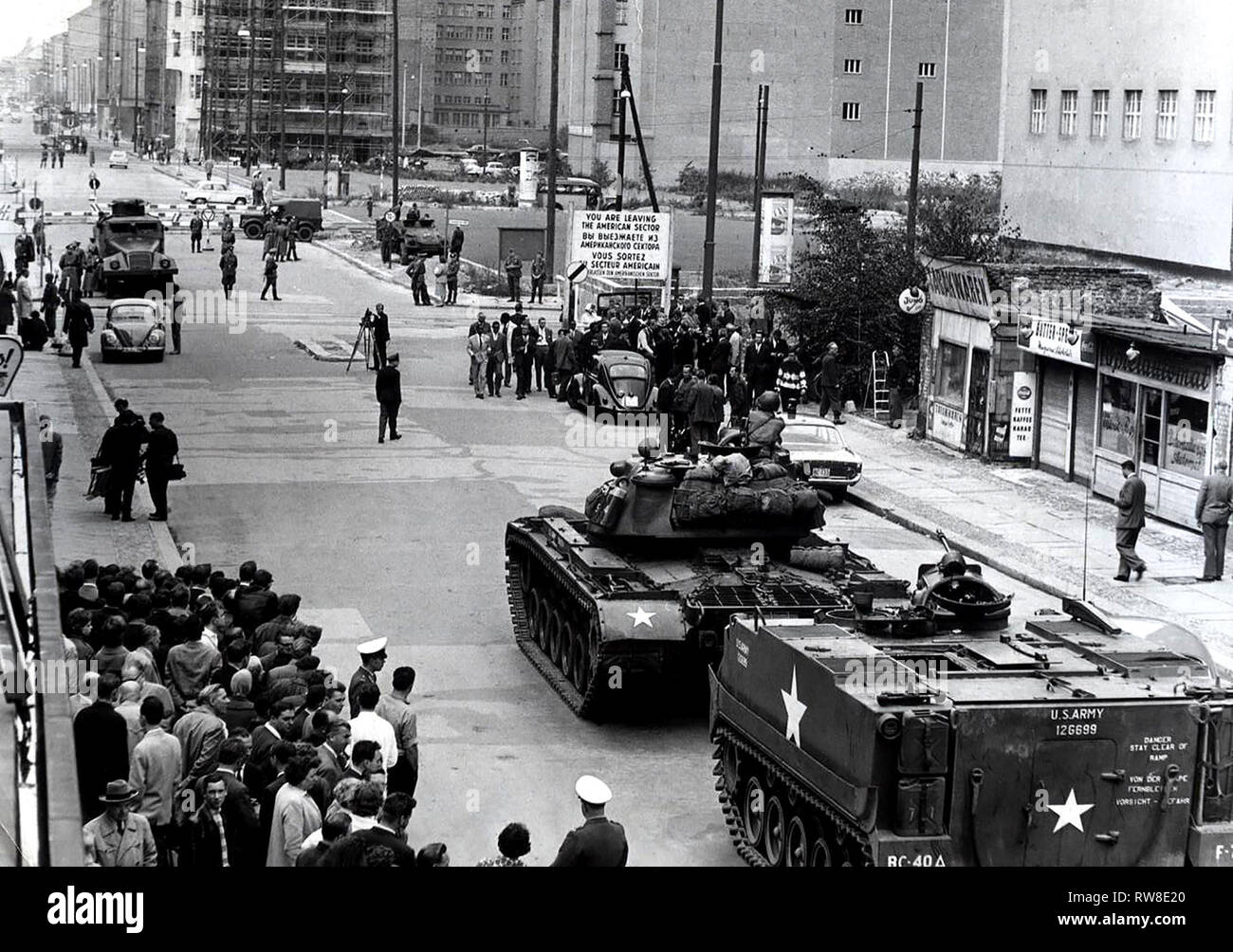 Berlin - US-Panzer zeigen von Gewalt im amerikanischen Sektor in Berlin (Berlin) Stockfoto