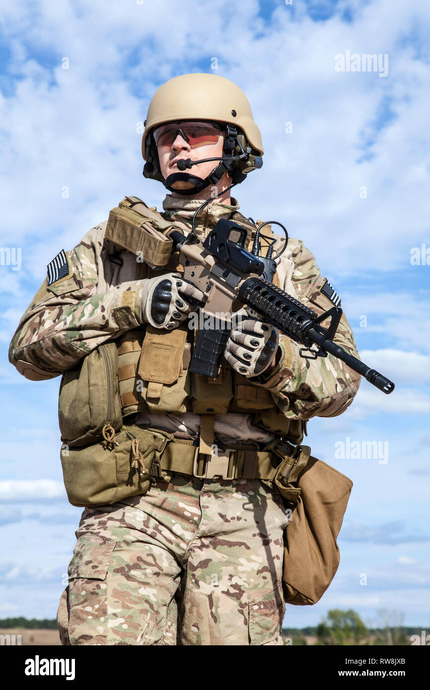 Grüne Barette U.S. Army Special Forces Group Soldat. Stockfoto