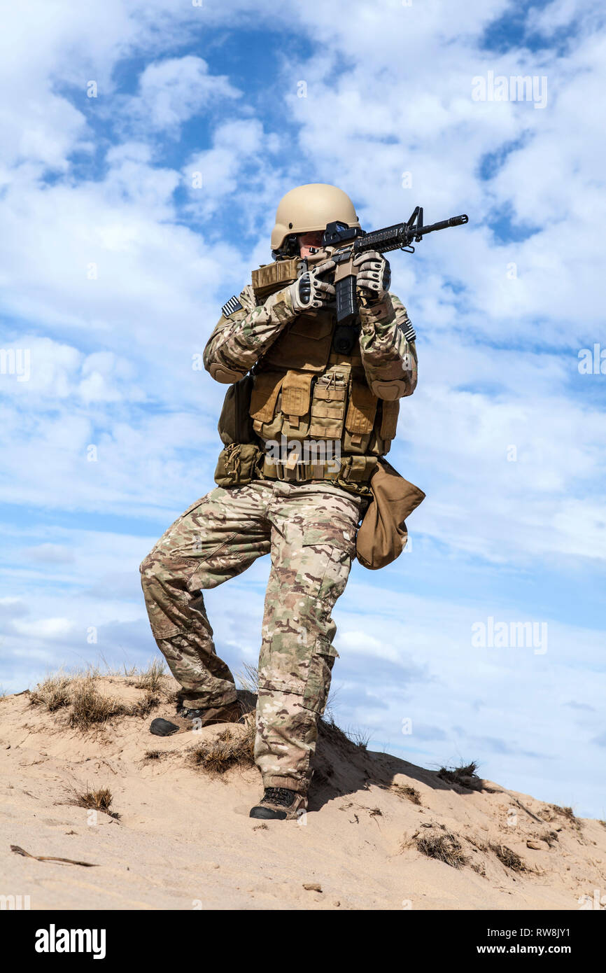 Grüne Barette U.S. Army Special Forces Group Soldat. Stockfoto