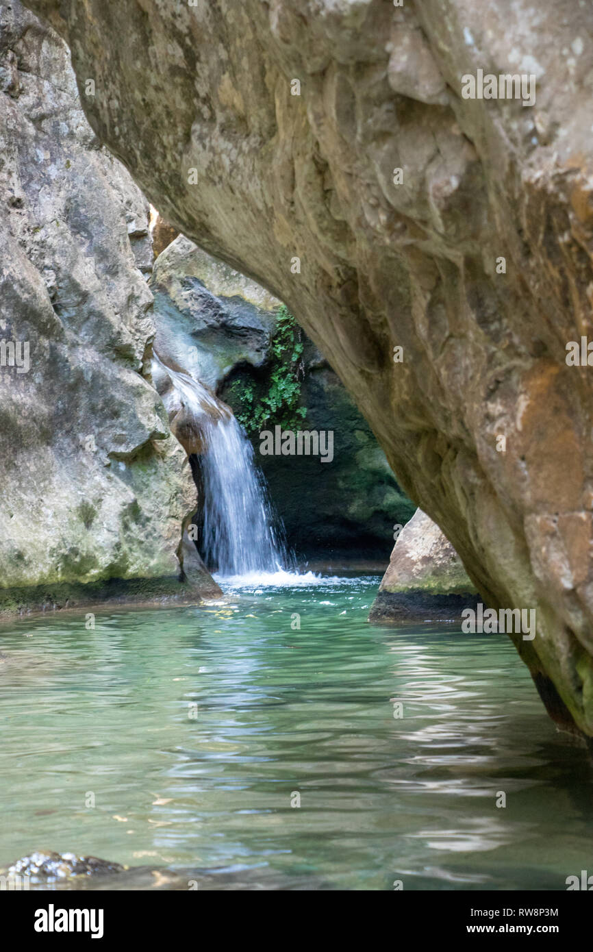 Kleine Potami Wasserfälle auf der Insel Samos Stockfoto