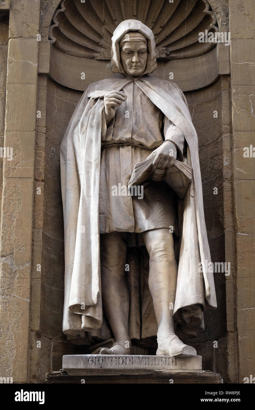 Statue von Giovanni Villani, Italienischer Bankier, Beamter, Diplomat und Chronist, Loggia del Mercato in Florenz, Italien Stockfoto