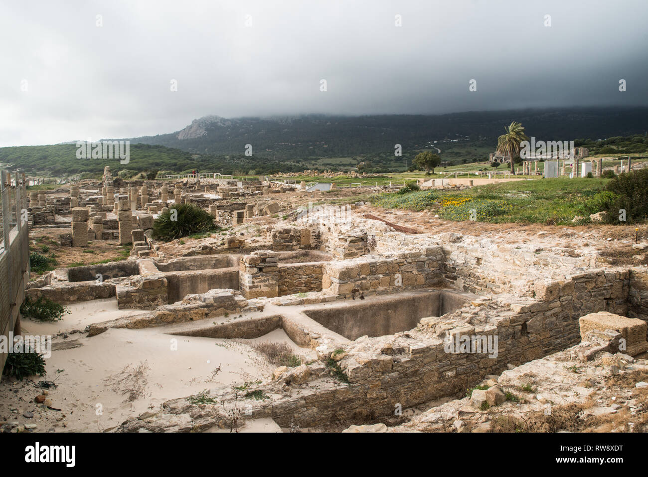 Römische Ruinen, Bolonia, Andalusien, März 2019 Stockfoto