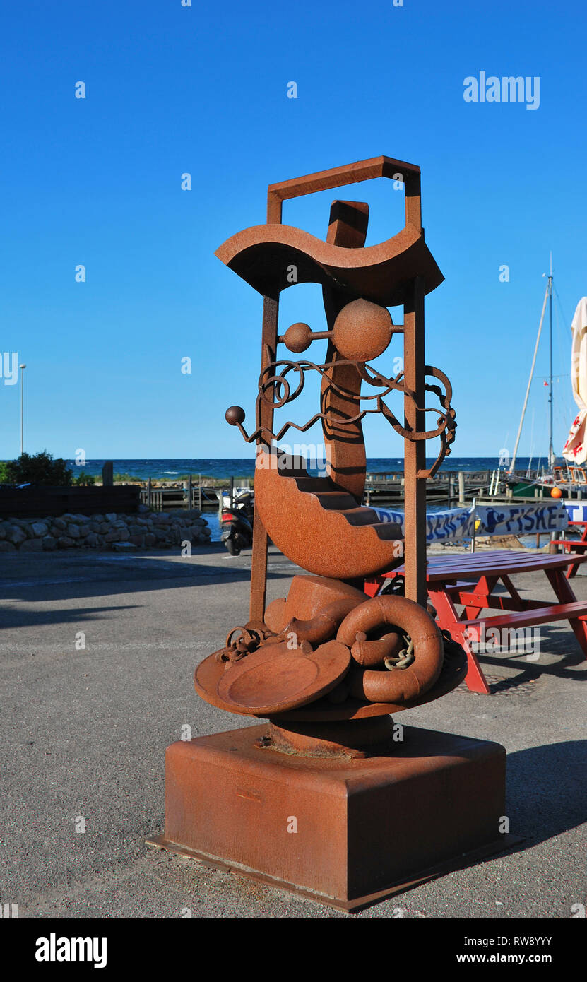 Skulptur in Ballen Hafen, Insel Samsö, Jütland, Dänemark, Skandinavien, Europa Stockfoto