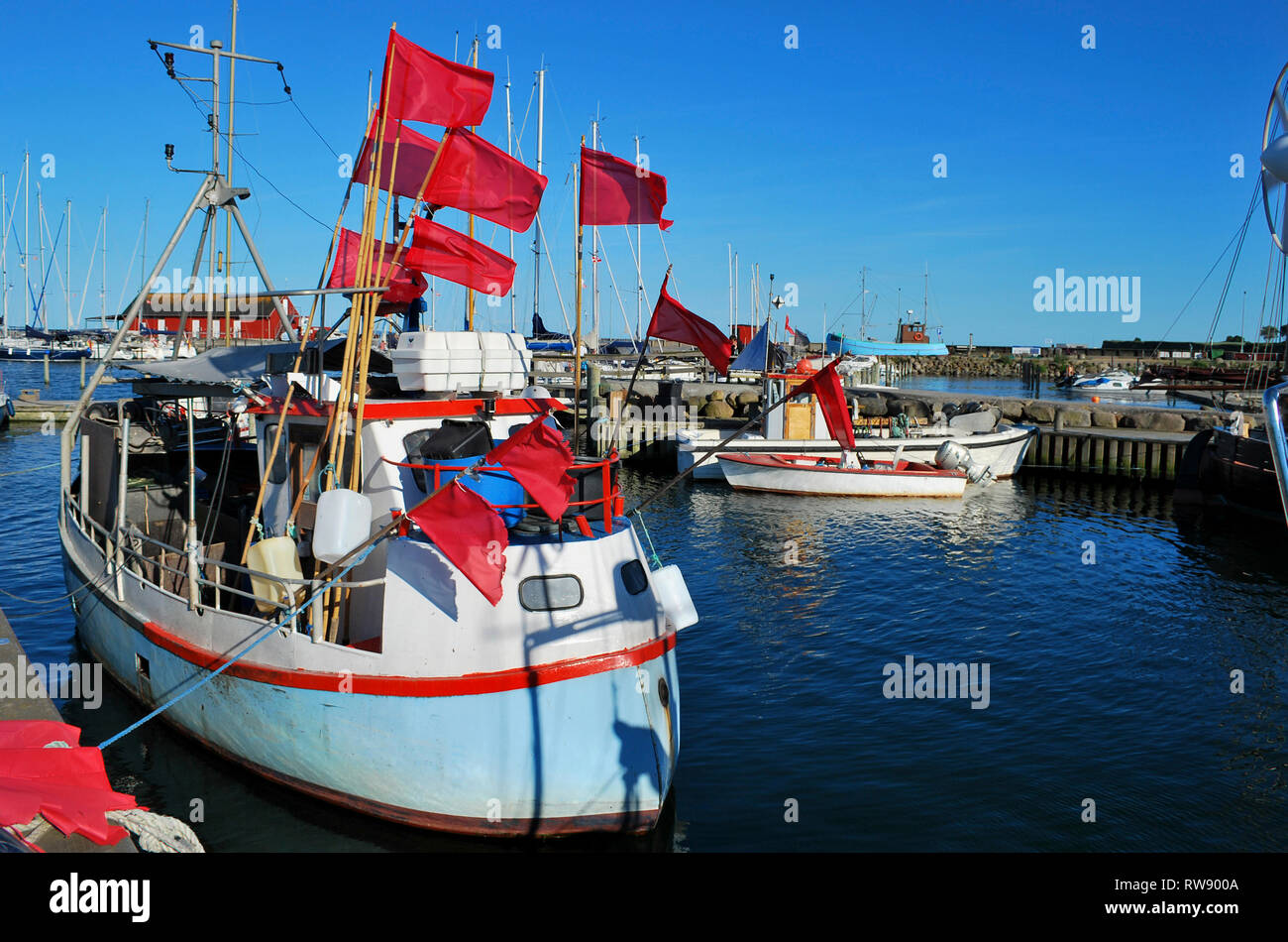 Fischtrawler in Ballen Hafen, Insel Samsö, Jütland, Dänemark, Skandinavien, Europa Stockfoto