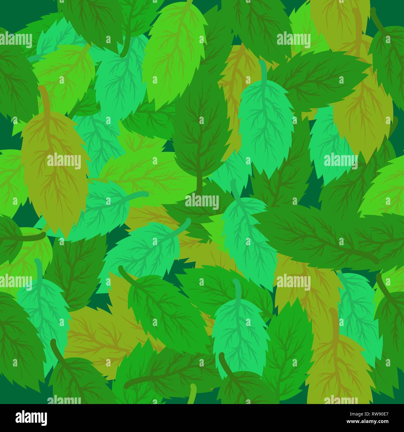 Frühling Blätter nahtlose Hintergrund. Grüne frische Blätter Stock Vektor