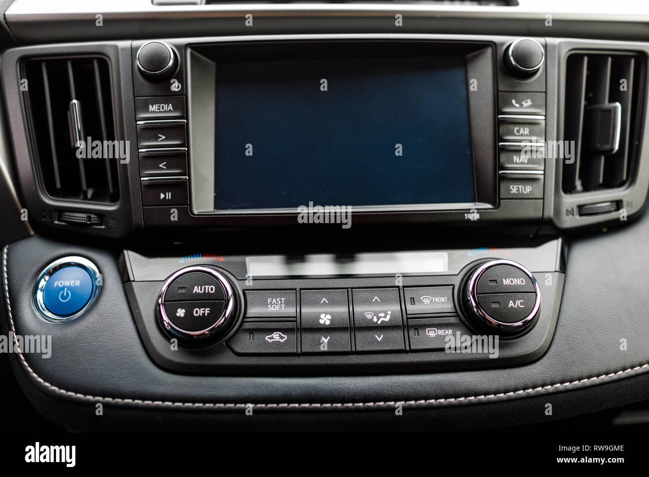 Luxus prestige Auto Interieur, Armaturenbrett, Lenkrad. Stockfoto