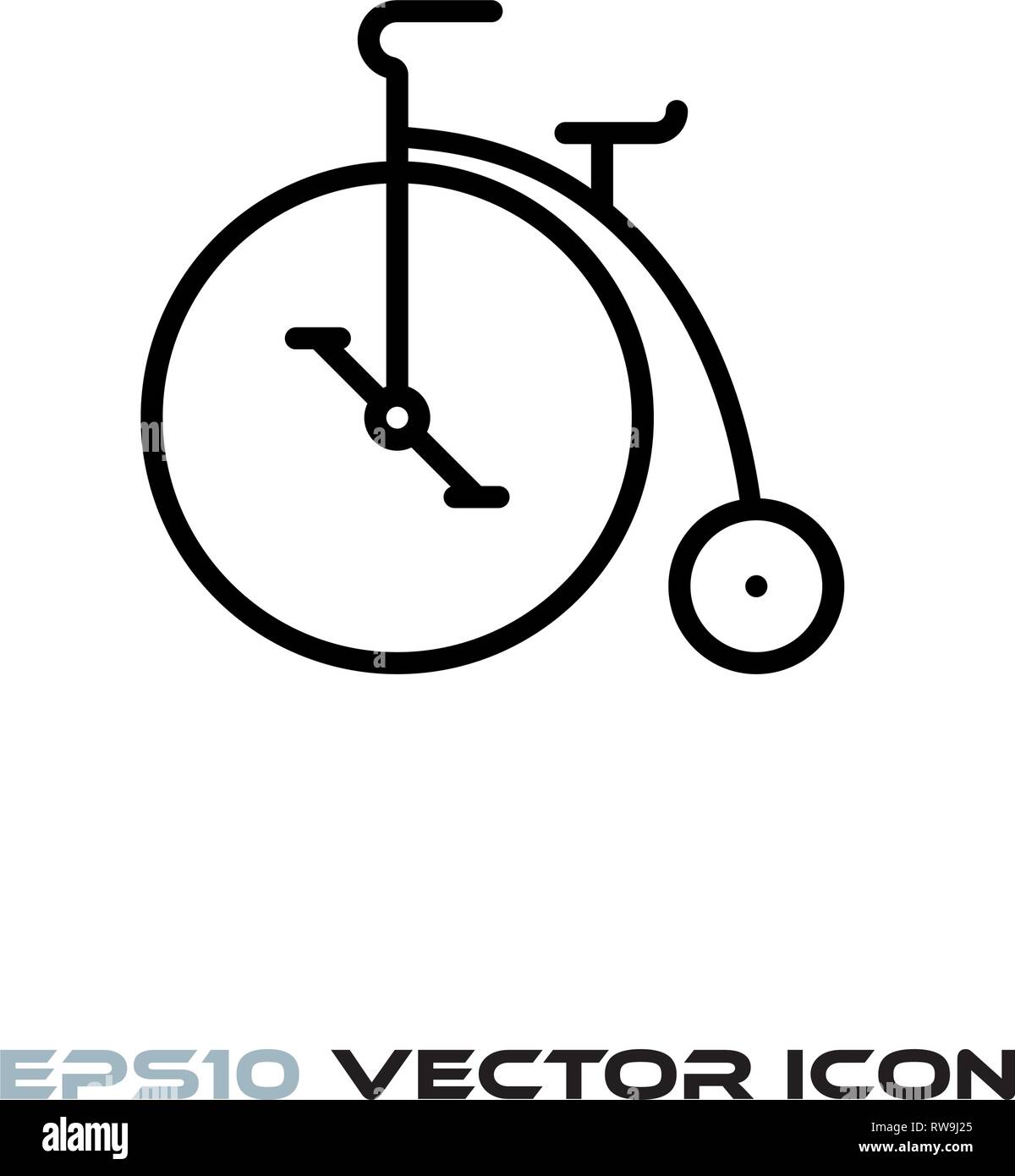 Vintage hohe Bike flache Linie Symbol Vektor illustration Stock Vektor
