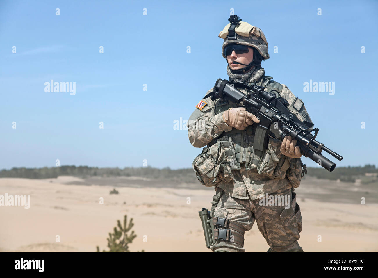 Portrait von United airborne Staaten Infanterie Corporal mit Gewehr. Stockfoto