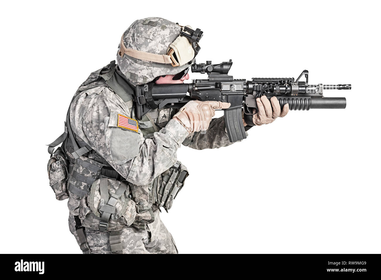 United States Fallschirmjäger Infanterie, Studio in die Luft geschossen. Stockfoto