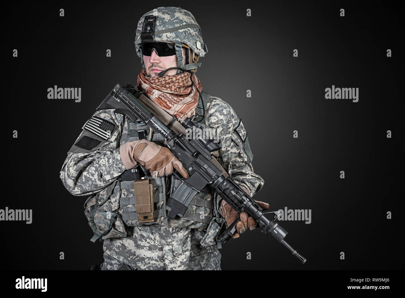 United States Fallschirmjäger Infanterie, Studio in die Luft geschossen. Stockfoto
