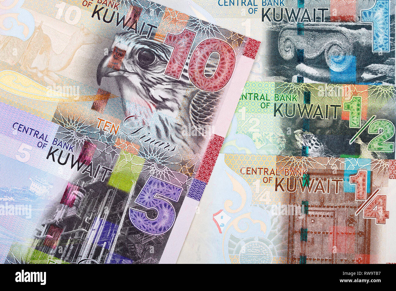 Geld von Kuwait, einen geschäftlichen Hintergrund Stockfoto