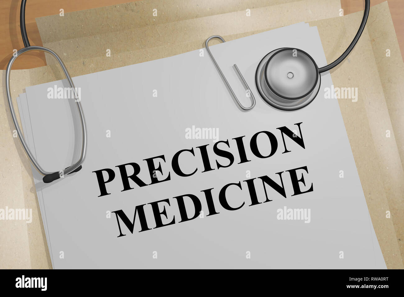 3D-Darstellung von Präzision Medizin Titel auf ein medizinisches Dokument Stockfoto