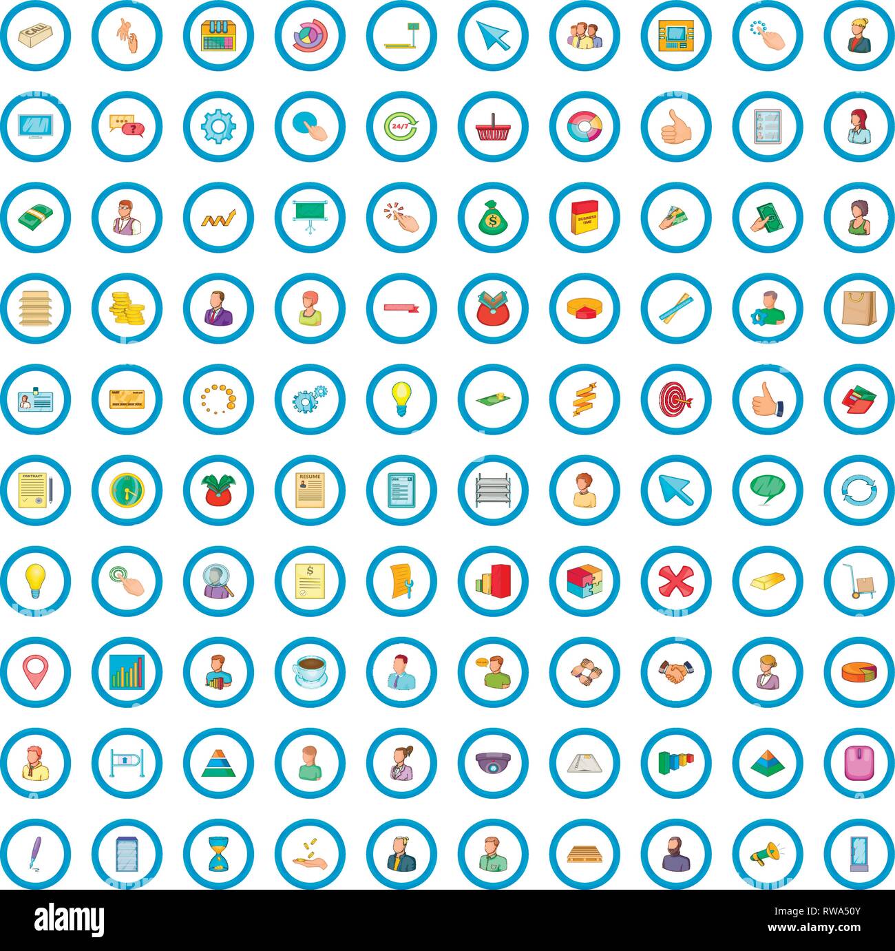 100 Unternehmen Icons set, cartoon-Stil Stock Vektor