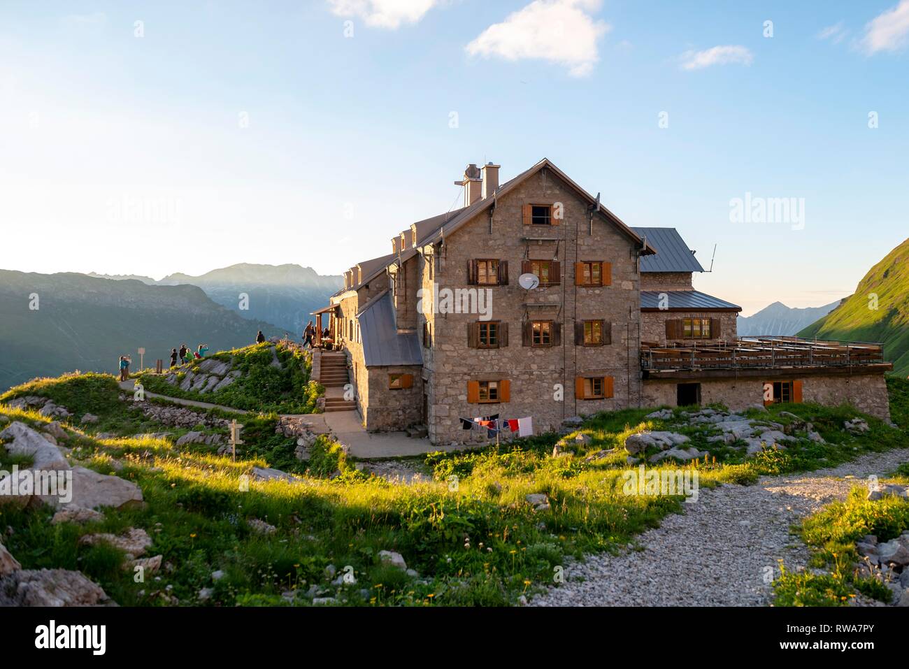 Prinz-Luitpolt-Haus im Abendlicht, Bad Hindelang, Allgäu, Bayern, Deutschland Stockfoto