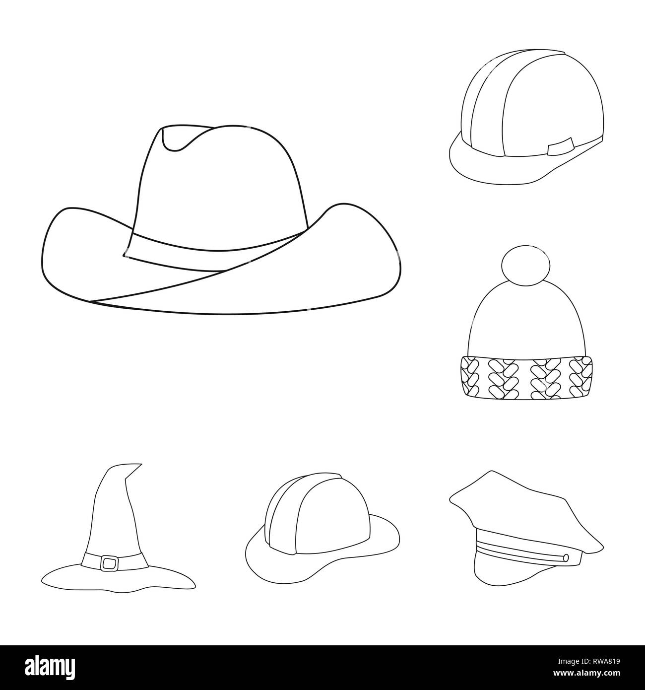 Vektor Design von Kopfbedeckungen und napper Logo. Satz von Kopfbedeckungen und Helm Lager Symbol für das Web. Stock Vektor