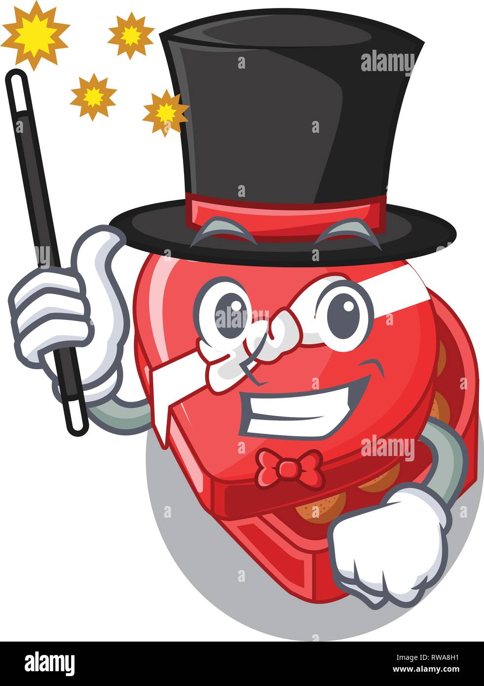 Magier Schokolade Herzen Feld oben cartoon Kühlschrank Stock Vektor