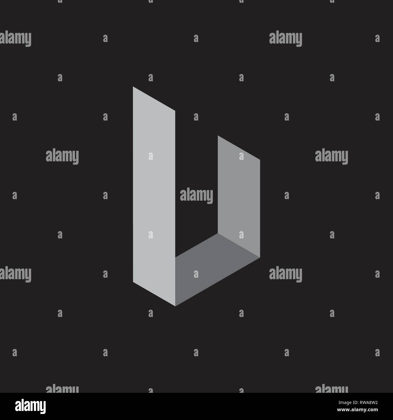 Abstrakte Buchstaben u 3d einfaches Logo Stock Vektor