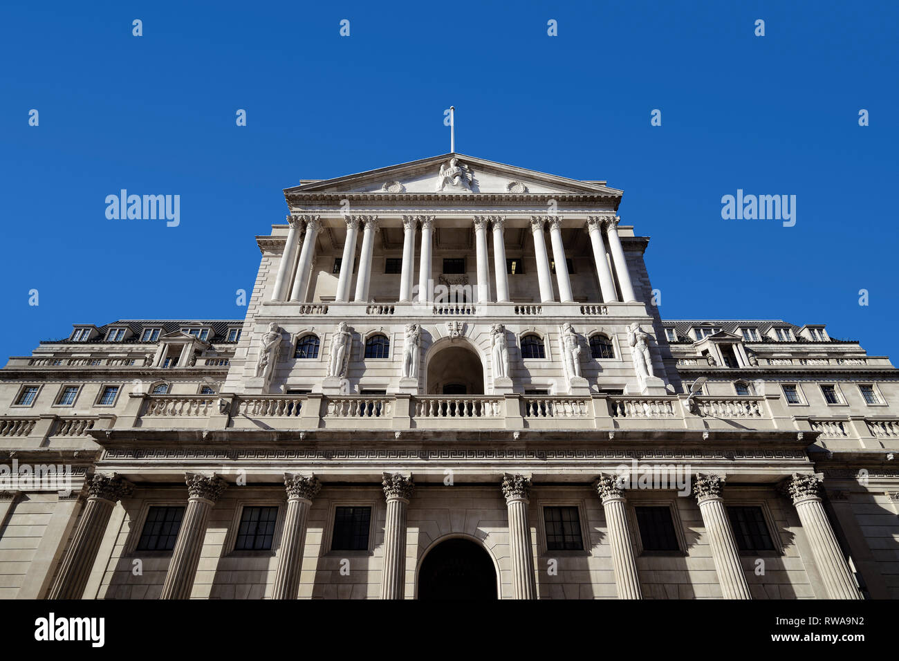 Die Bank von England Außen, Threadneedle Street, London, England, Vereinigtes Königreich Stockfoto