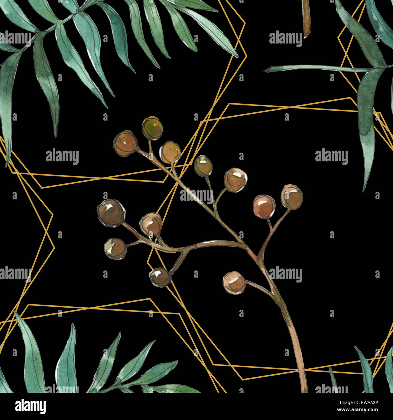 Exotischen tropischen hawaiischen Sommer. Palm Beach Baum Blätter. Aquarell Abbildung. Aquarell Zeichnung mode Aquarelle isoliert. Nahtlose backgro Stockfoto