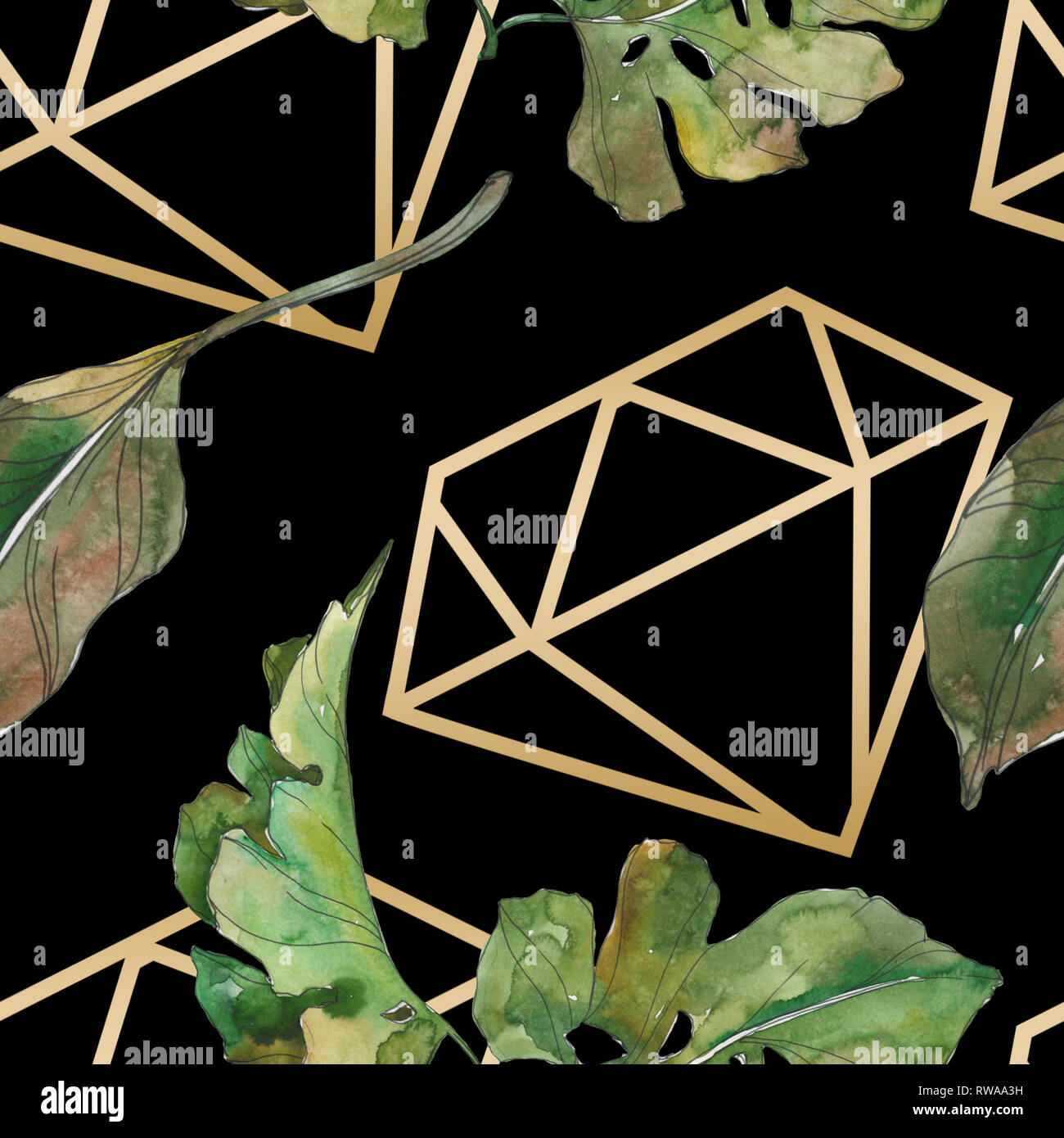 Exotischen tropischen hawaiischen Sommer. Palm Beach Baum Blätter. Aquarell Abbildung. Aquarell Zeichnung mode Aquarelle isoliert. Nahtlose backgro Stockfoto