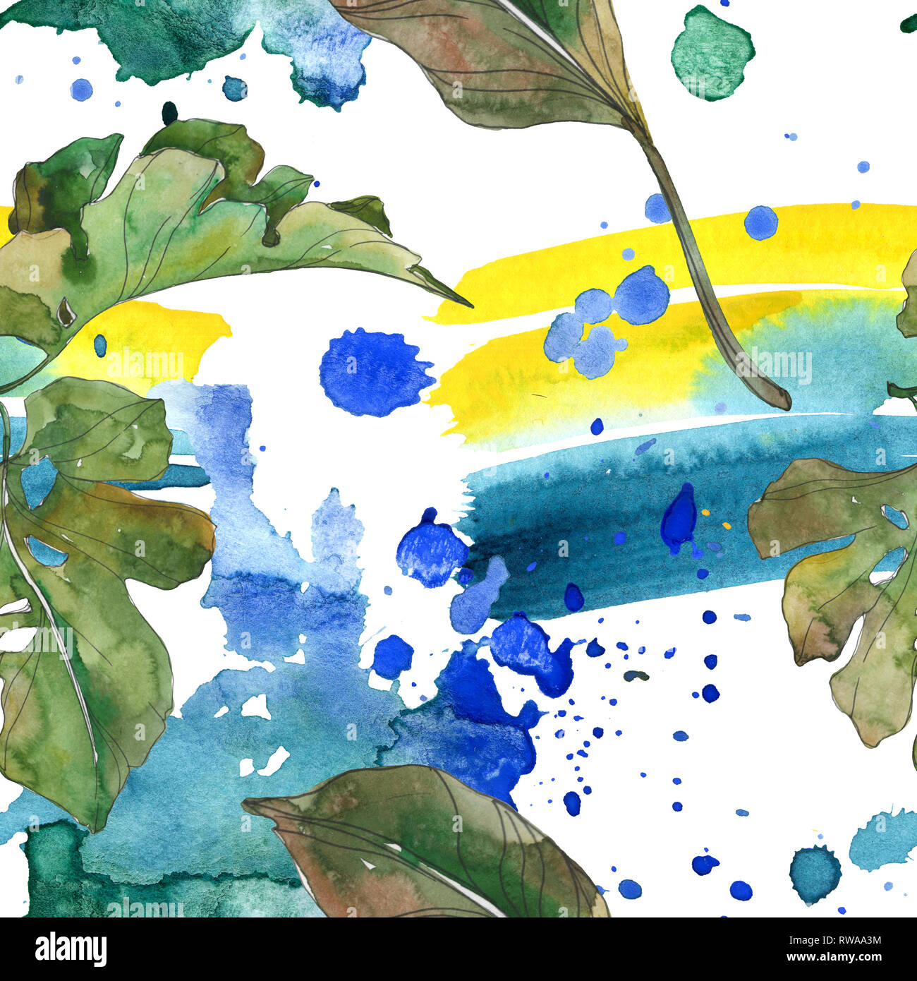 Exotischen tropischen hawaiischen Sommer. Palm Beach Baum Blätter. Aquarell Abbildung. Aquarell Zeichnung mode Aquarelle isoliert. Nahtlose backgro Stockfoto