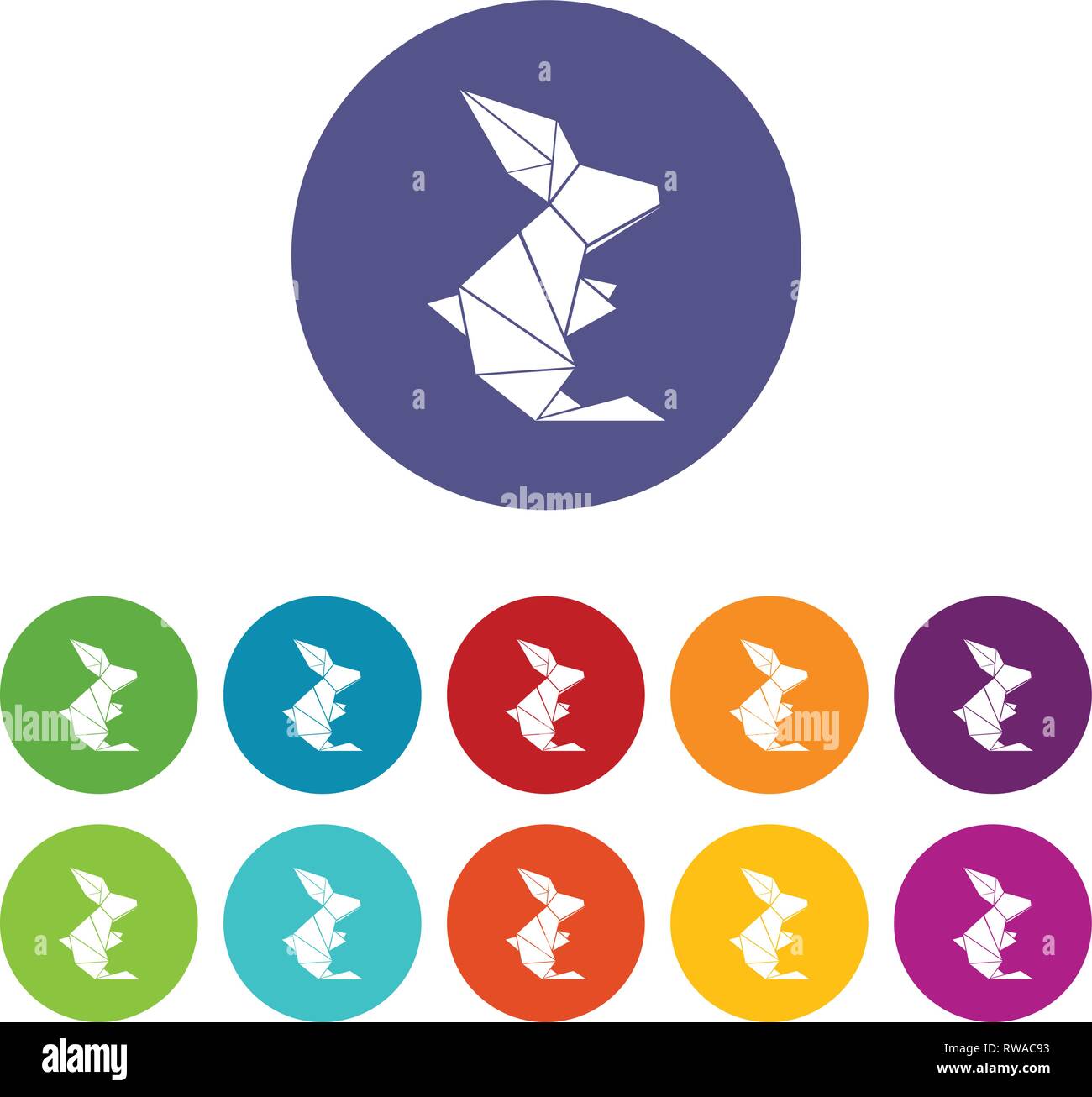 Origami Kaninchen Icons Set Vector Farbe Stock Vektor