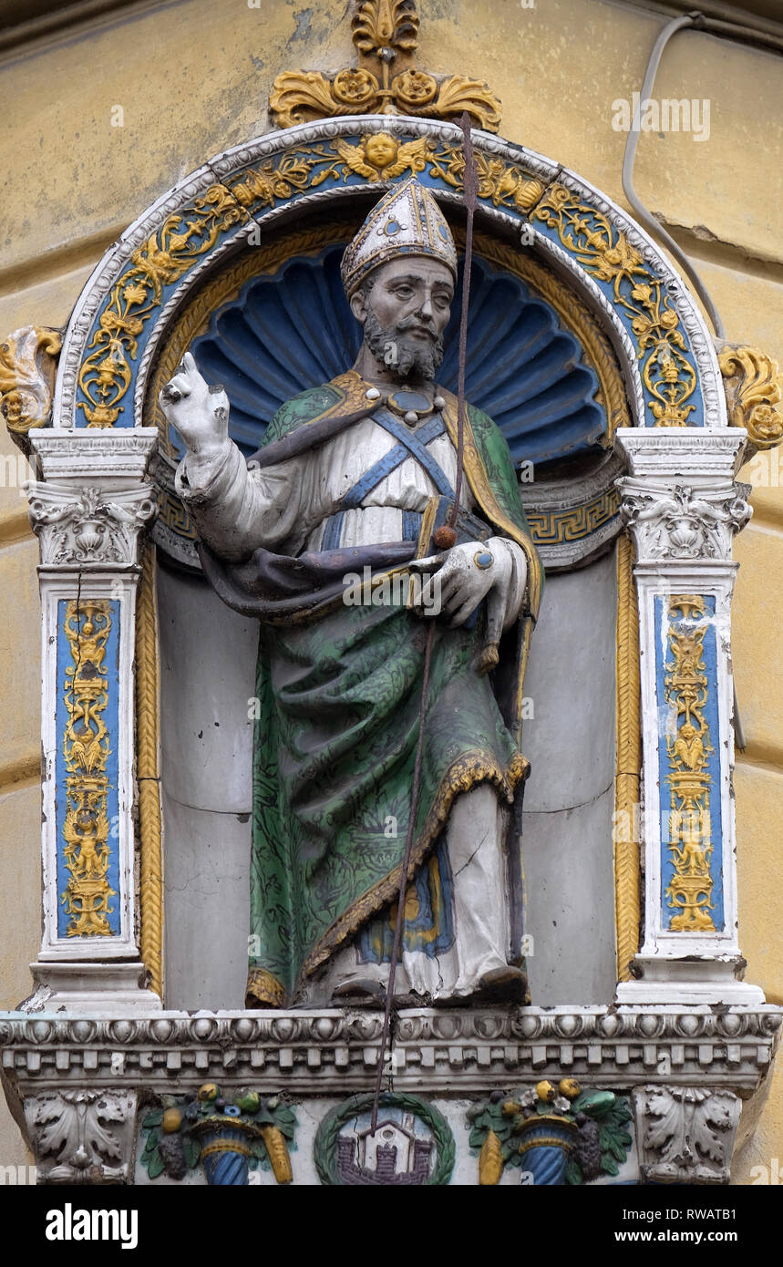 Der heilige Ambrosius Statue, Piazza Sant'Ambrogio in Florenz, Italien Stockfoto