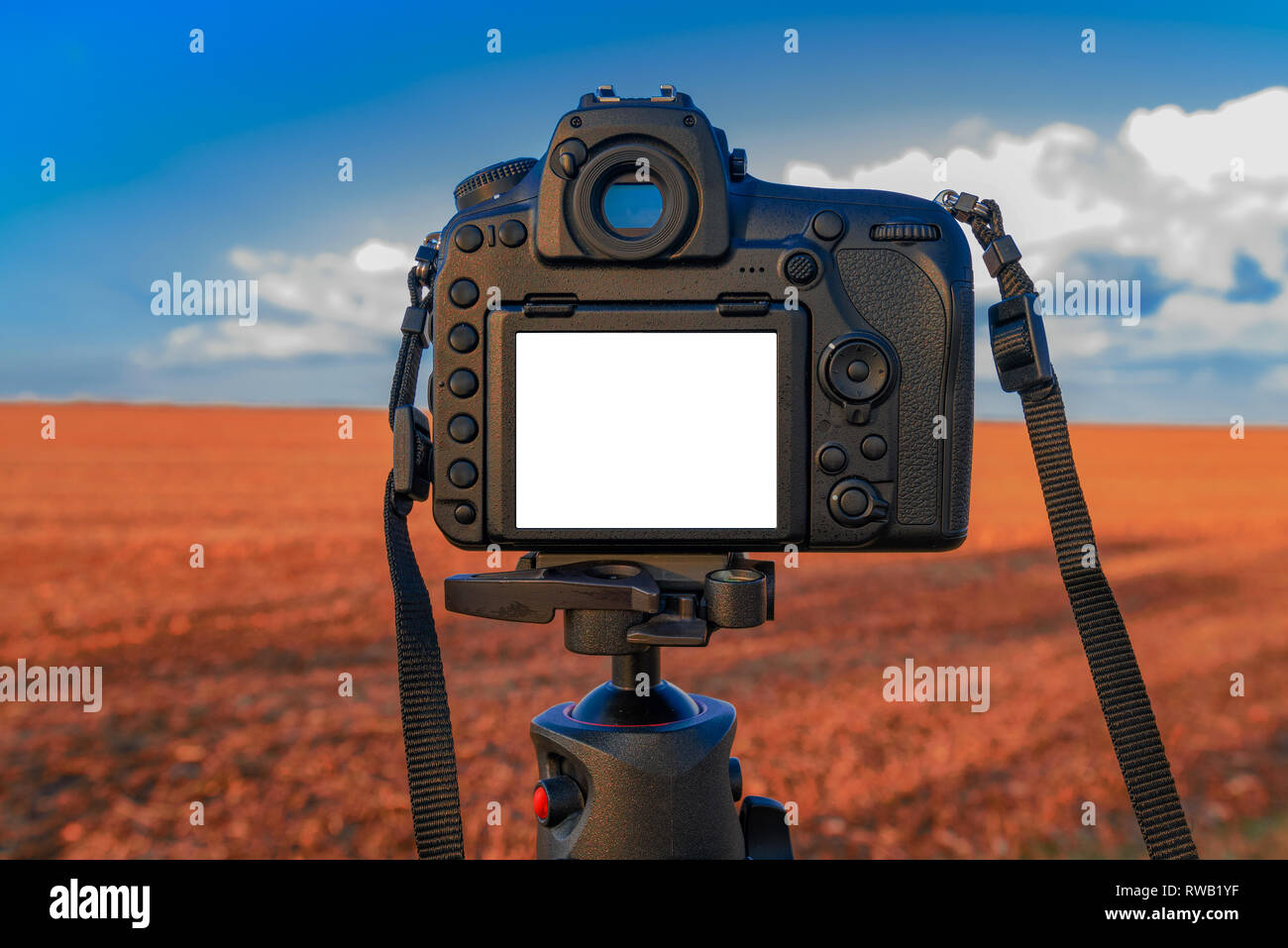 DSLR-Kamera mock up Bildschirm für draußen Landschaft fotografie Bild Stockfoto