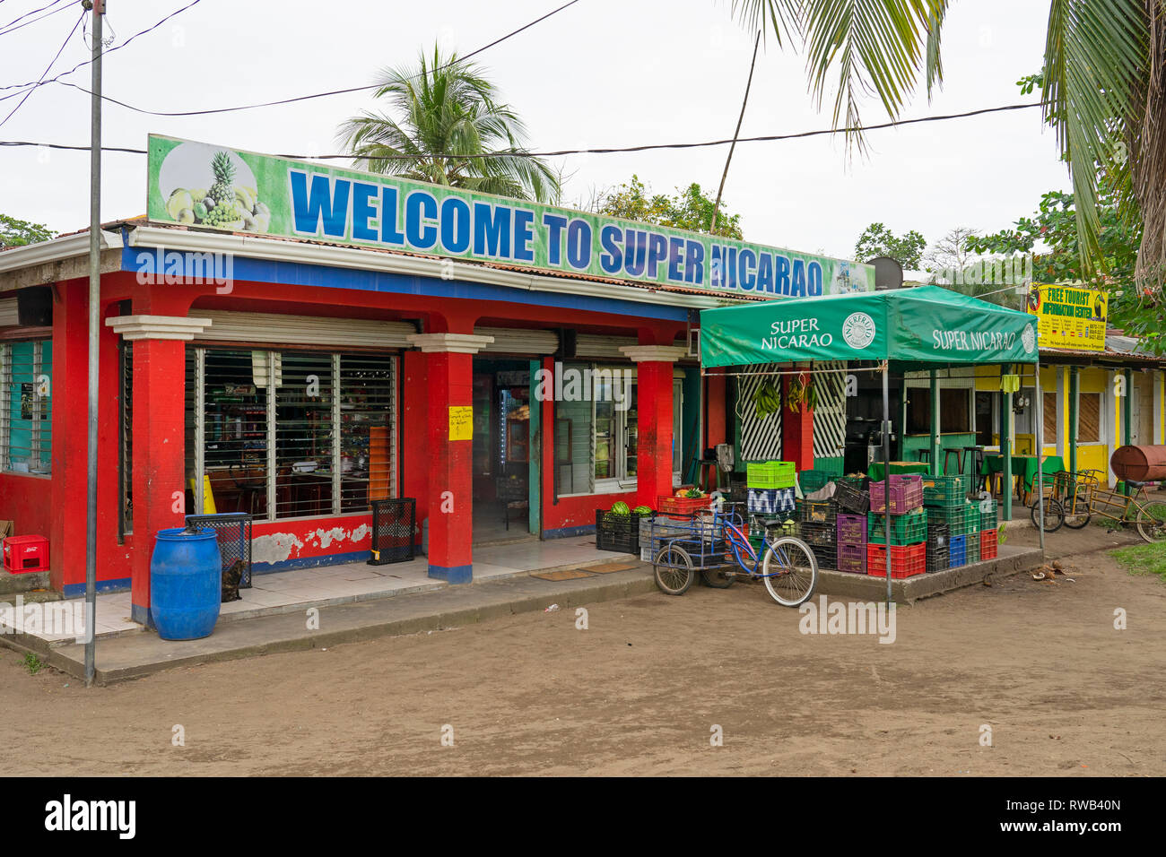 Shop Dorf Tortuguero National Park, Costa Rica, Mittelamerika Stockfoto