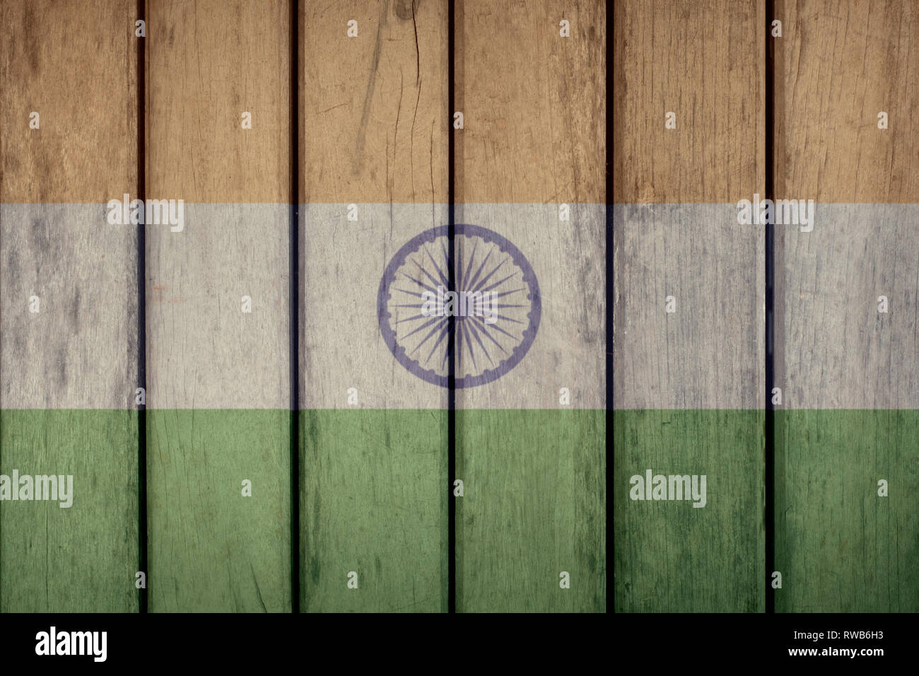 Indien Politik Aktuelles Konzept: Indische Flagge Holzzaun Stockfoto