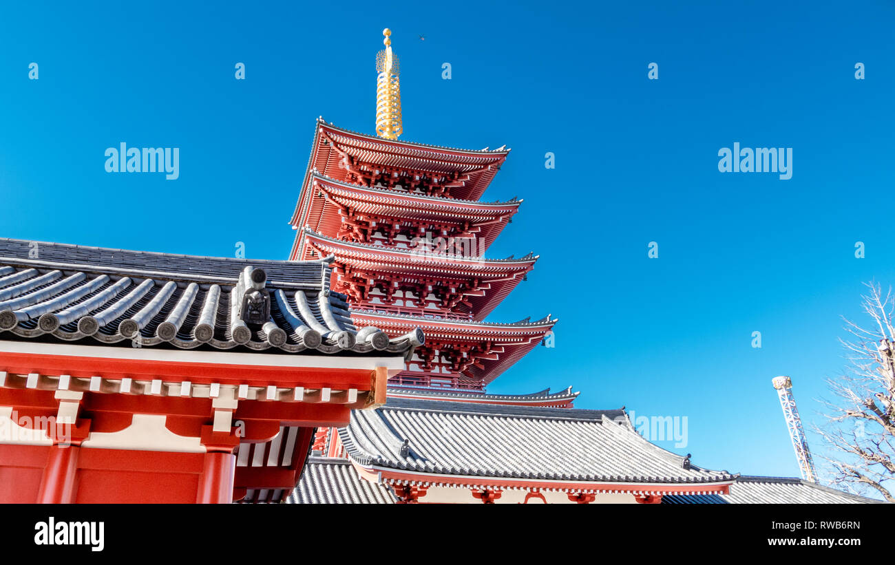 Gojunoto fünfstöckige Pagode in Senso-ji Tempel Stockfoto