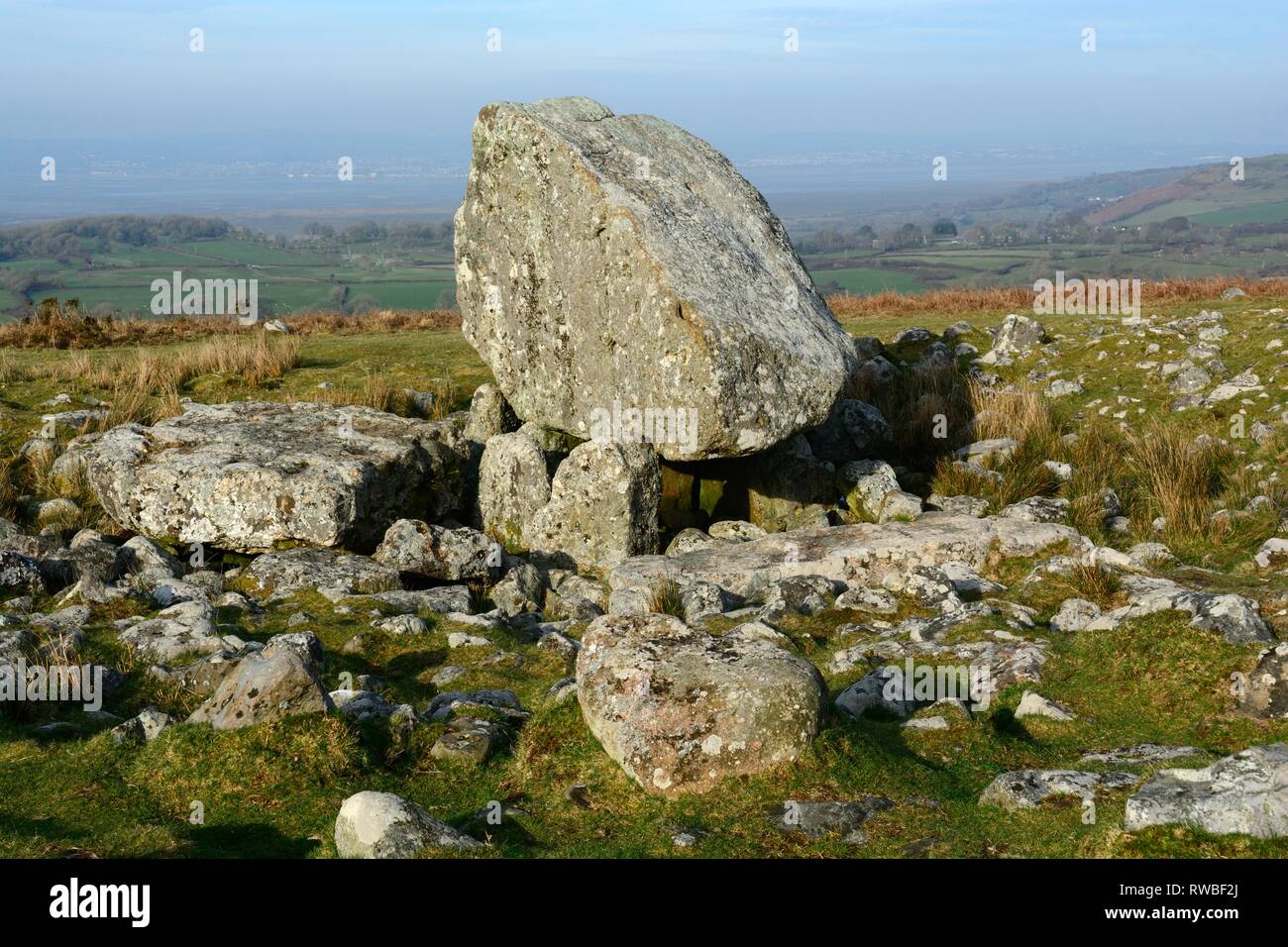 Arthurs Stein Maen Ceti neolithische Grabkammer König Arthurs Stein Cefn Bryn Gower Wales Cymru GROSSBRITANNIEN Stockfoto