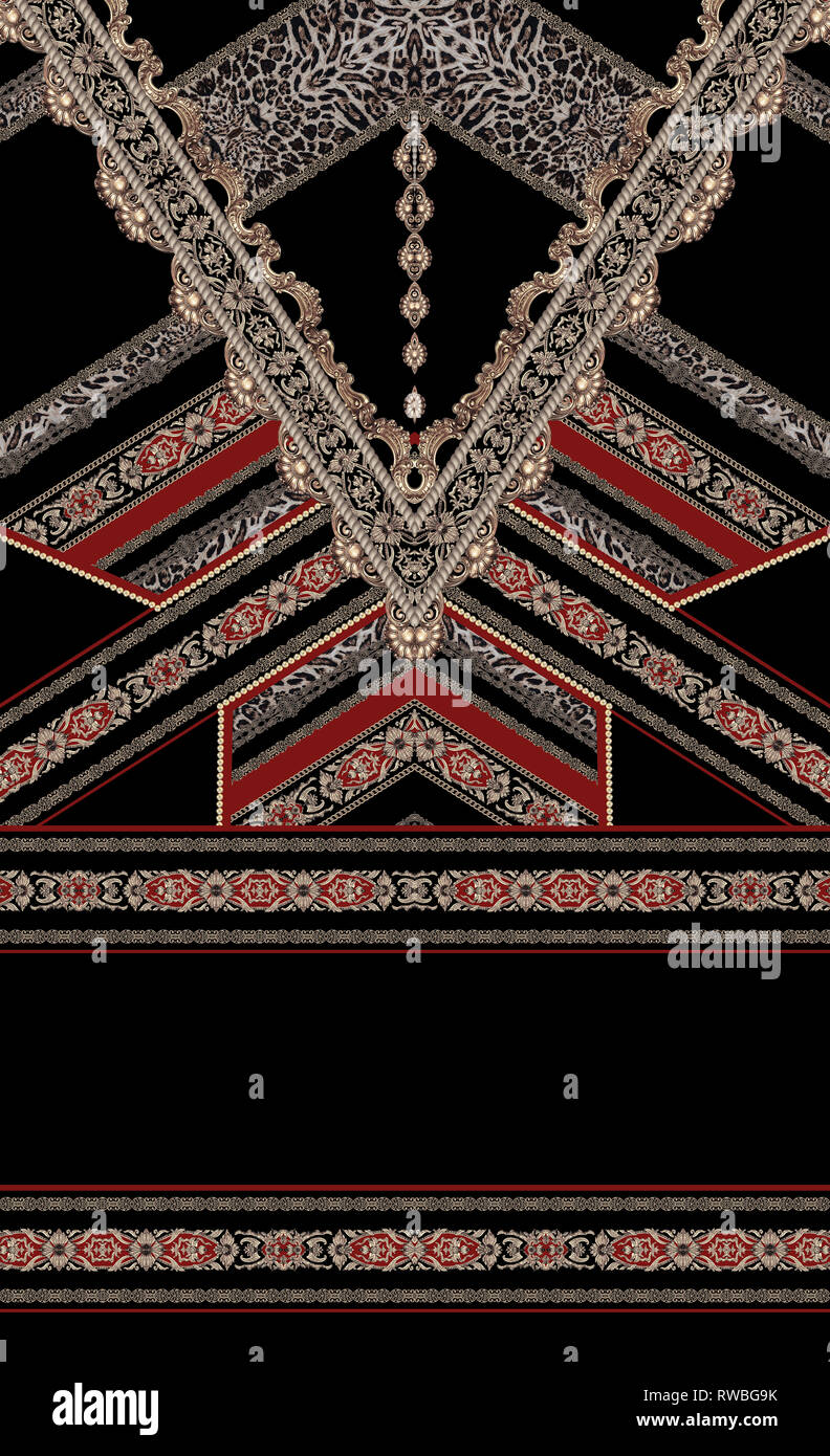 Barock rot schwarz Design Stockfoto