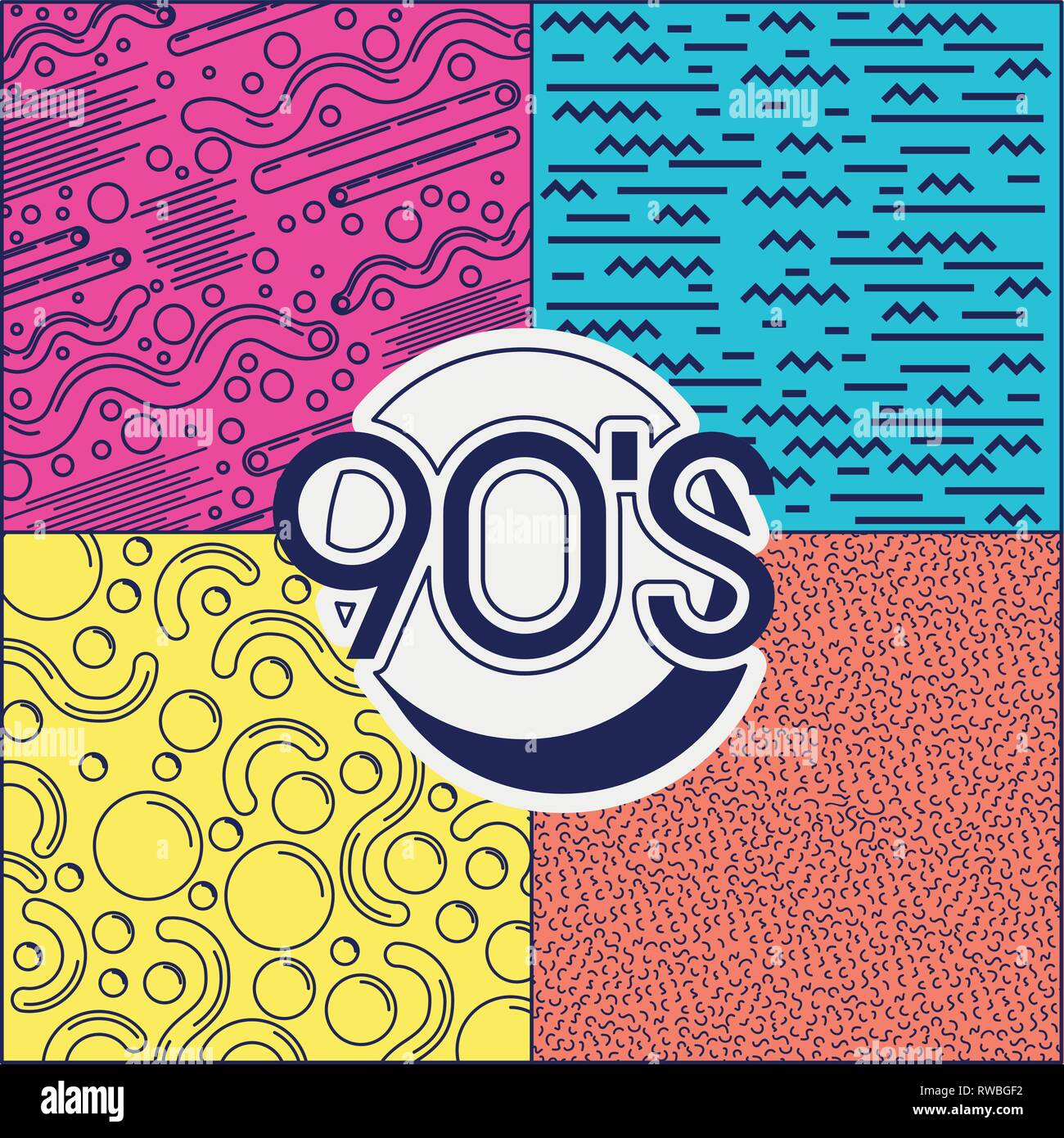90 s Jahrzehnt label Retro Stock Vektor