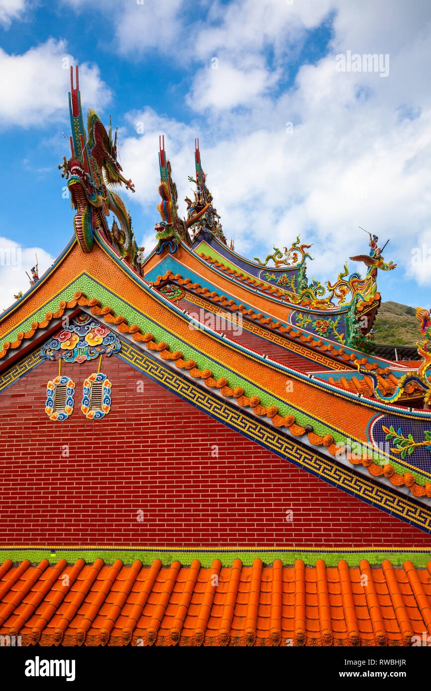 Architektonische Details der alten chinesischen Tempel in Jiufen Dorf am 7. November 2018, in Jiufen, Taiwan Stockfoto