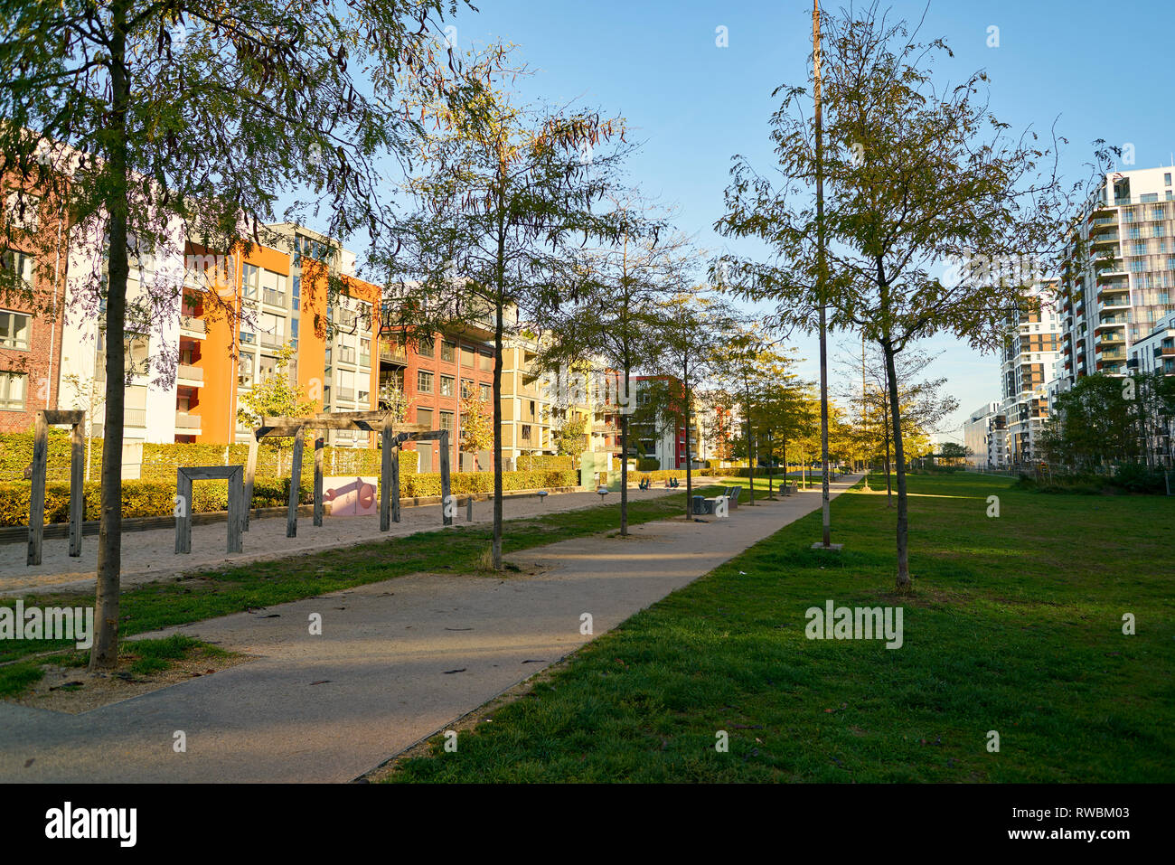 Düsseldorf, Deutschland - ca. Oktober 2018: Düsseldorf städtische Landschaft, Stockfoto
