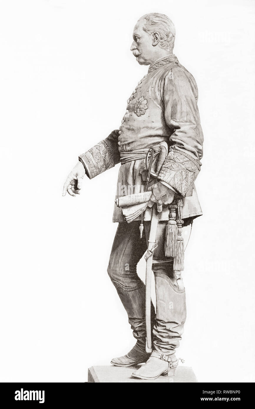 Manuel Cassola Fernandez, 1837-1890. Spanischen Offizier und Politiker. Nachdem die Bronzestatue von Mariano Benlliure. Von La Ilustracion Artistica, veröffentlicht 1887. Stockfoto
