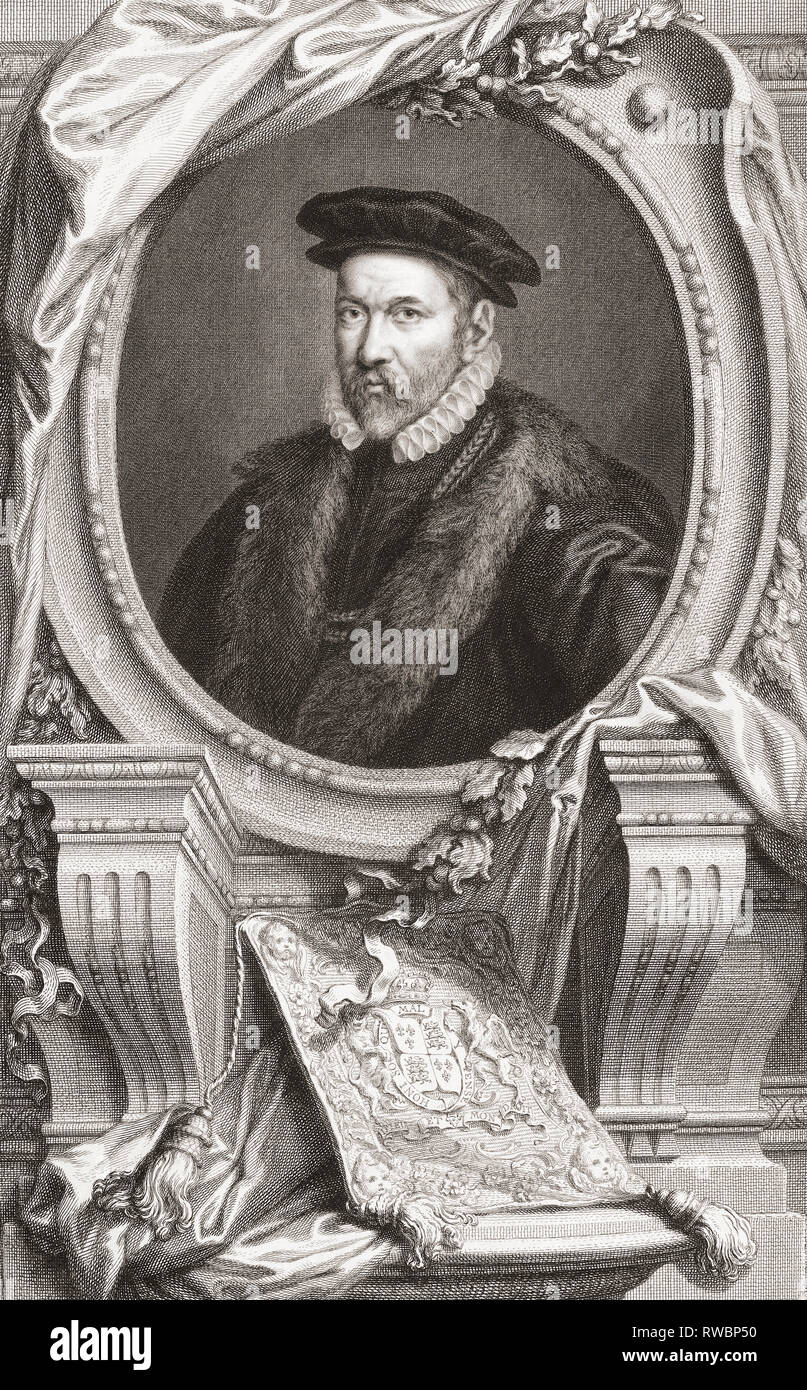 Sir Nicholas Speck, 1510-1579. Herr Hüter des großen Siegels. Aus der Ausgabe 1813 Der Leiter der illustren Personen von Großbritannien, gestochen von Herrn Houbraken und Herr Vertue mit Ihrem Leben und Zeichen. Stockfoto
