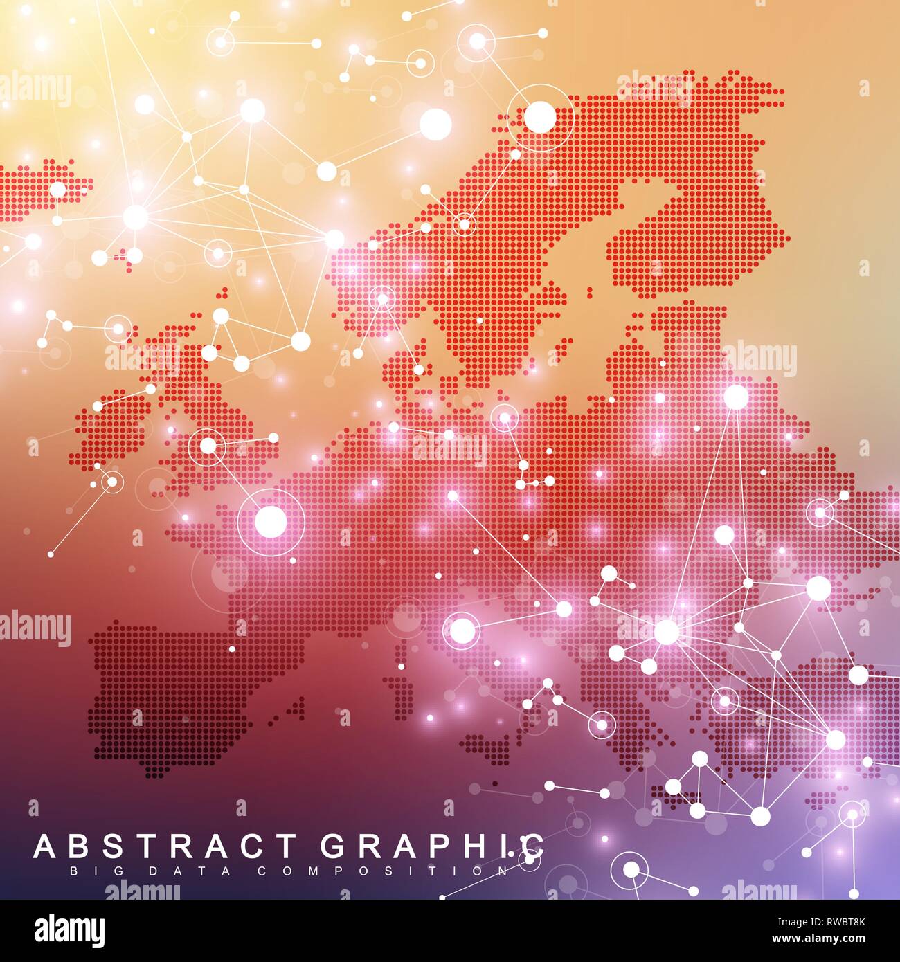 Geometrische grafik hintergrund Kommunikation mit Europa Karte. Grosse Daten komplex mit Verbindungen. Perspektive Kulisse. Minimale array. Digitale Daten Stock Vektor