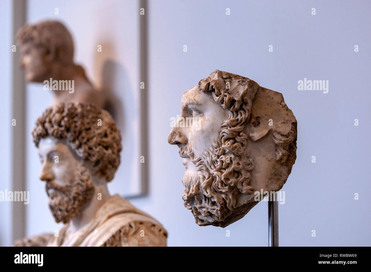 Römischen Porträts: Skulpturen aus Stein, das Metropolitan Museum der Kunst, Manhattan, New York USA Stockfoto