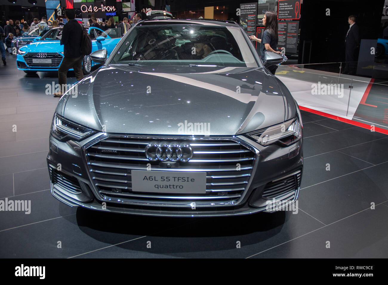 Genf Schweiz 6 März 2019 Der Neue Audi A6 L 55 Tfsie Quatro